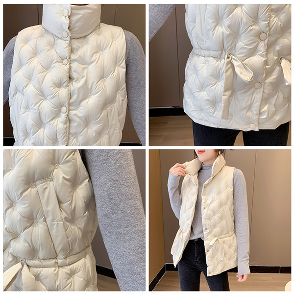 Ženski jesenski prsluk s visokim ovratnikom i gumbima