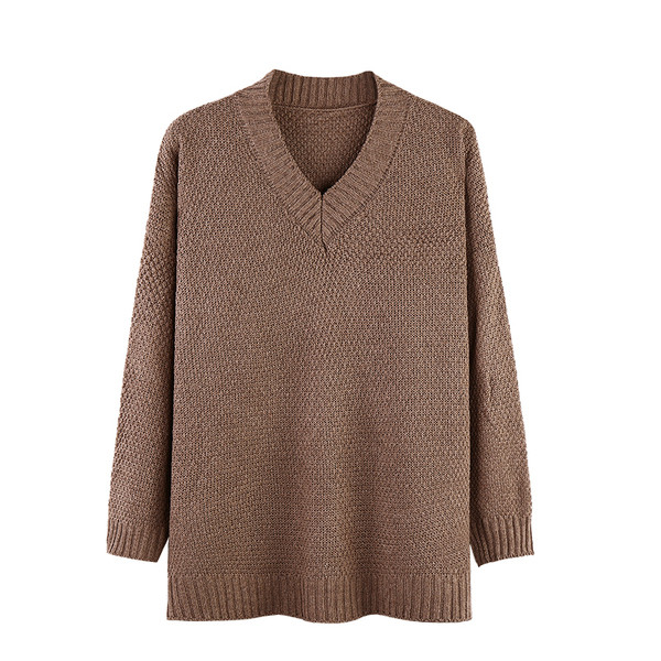 Moodne ovaalse kaelusega naiste kampsun tavaline mudel