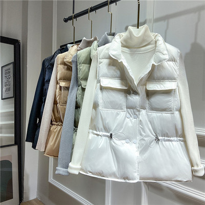 Moteriška žieminė liemenė su kaklaraiščiais ir kišenėmis