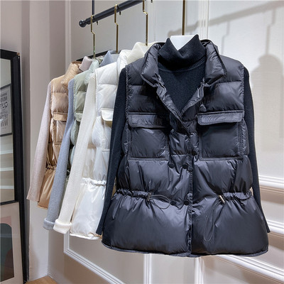 Moteriška žieminė liemenė su kaklaraiščiais ir kišenėmis