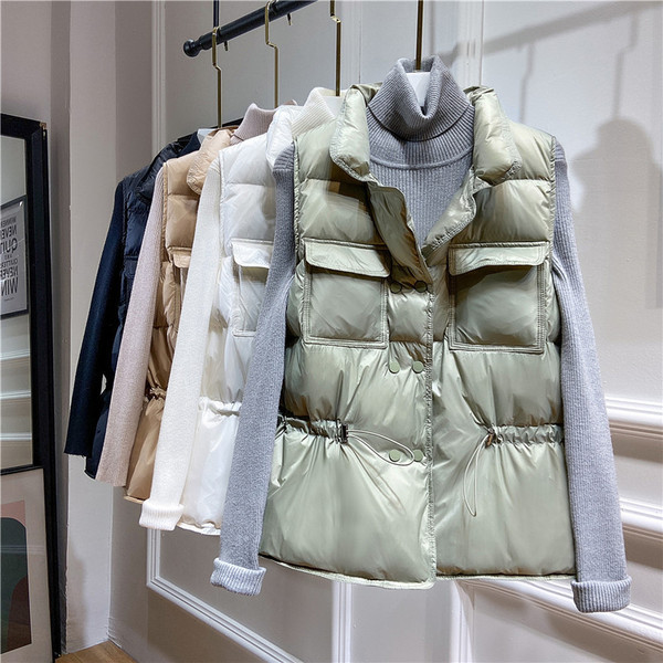 Moteriška žieminė liemenė su kaklaraiščiais ir kišenėmis