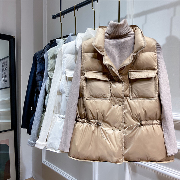 Moteriška žieminė liemenė su kaklaraiščiais ir kišenėmis