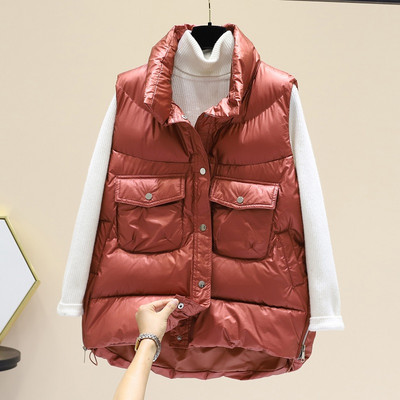 Naiste lai vest kõrge krae ja taskutega