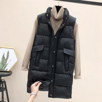 Naiste pikk taskute ja kõrge kraega vest