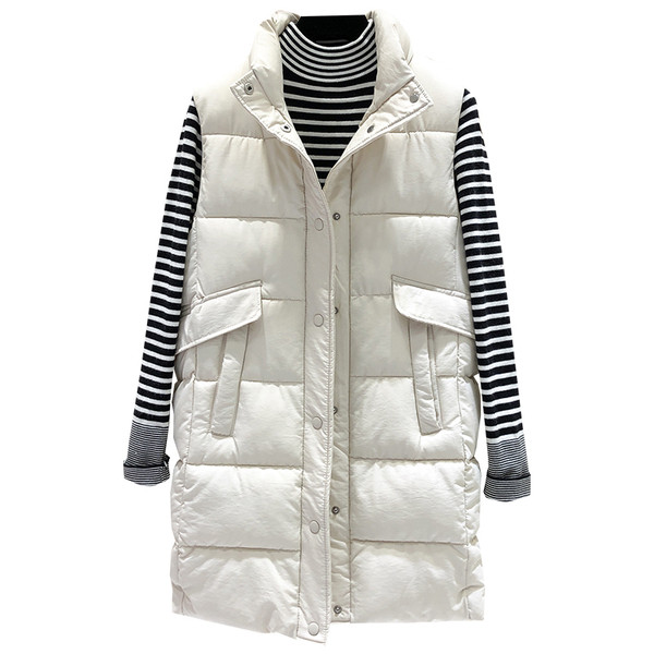 Naiste pikk taskute ja kõrge kraega vest