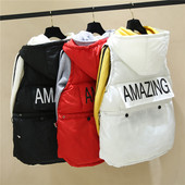 Γυναικείο γιλέκο με κουκούλα και επιγραφή