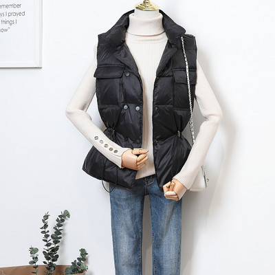 Moteriška žieminė liemenė su kaklaraiščiais ir kišenėmis