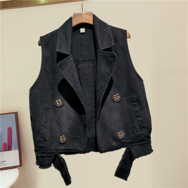 Naiste teksavest nööpide ja taskutega