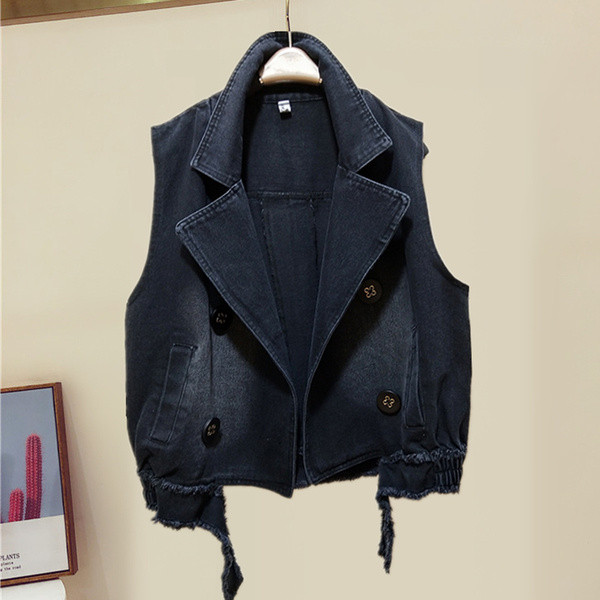 Naiste teksavest nööpide ja taskutega