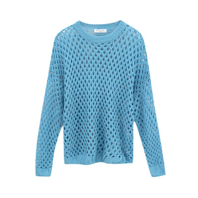 Modernus moteriškas megztinis plataus modelio apvalia iškirpte