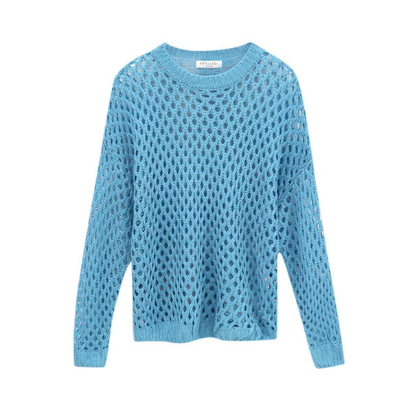 Modernus moteriškas megztinis plataus modelio apvalia iškirpte