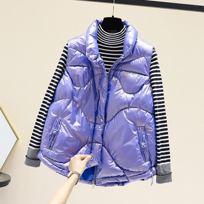 Moteriška blizganti liemenė aukšta apykakle