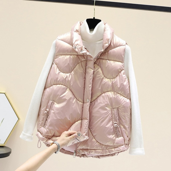 Moteriška blizganti liemenė aukšta apykakle