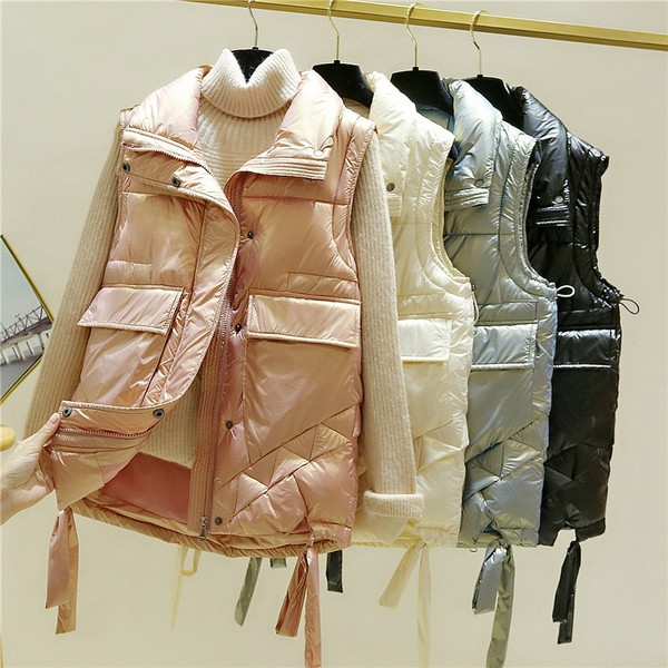 Model nou de vestă de damă fleece cu buzunare și guler