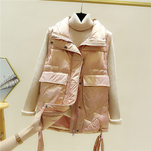 Model nou de vestă de damă fleece cu buzunare și guler