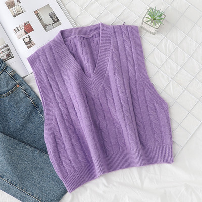 Spitsikaelusega vabaaja kootud vest naistele