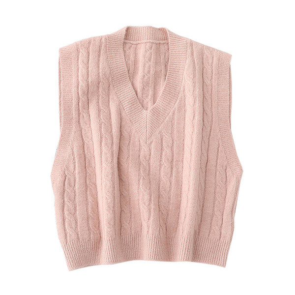 Spitsikaelusega vabaaja kootud vest naistele