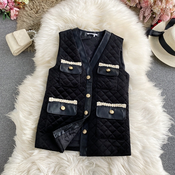 Moteriška laisvalaikio liemenė su auksinėmis sagomis ir kišene