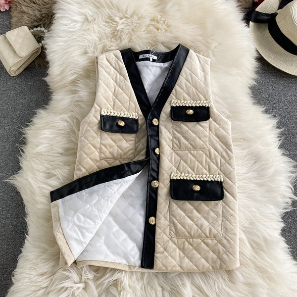 Moteriška laisvalaikio liemenė su auksinėmis sagomis ir kišene