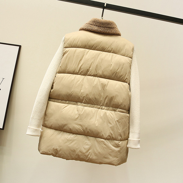 Ženski casual prsluk s donjim ovratnikom i džepovima