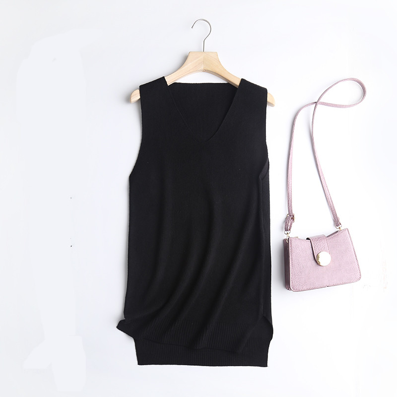 Pikk spitsikaelusega vest naistele