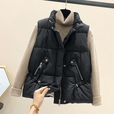 Γυναικείο γιλέκο casual με φερμουάρ και ψηλό γιακά