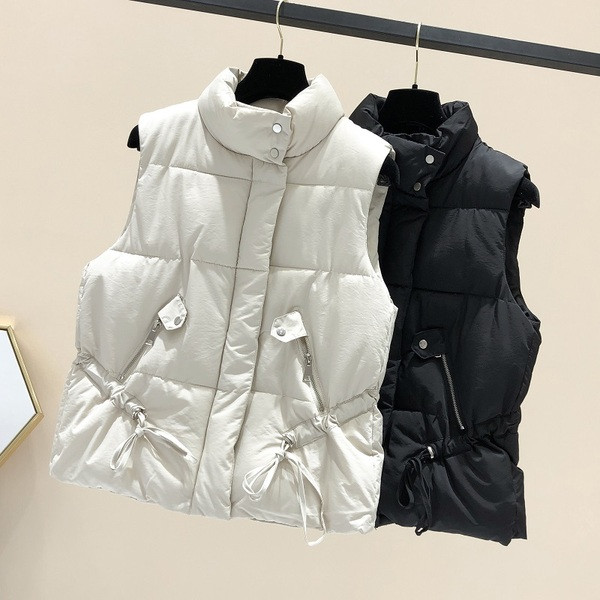 Γυναικείο γιλέκο casual με φερμουάρ και ψηλό γιακά