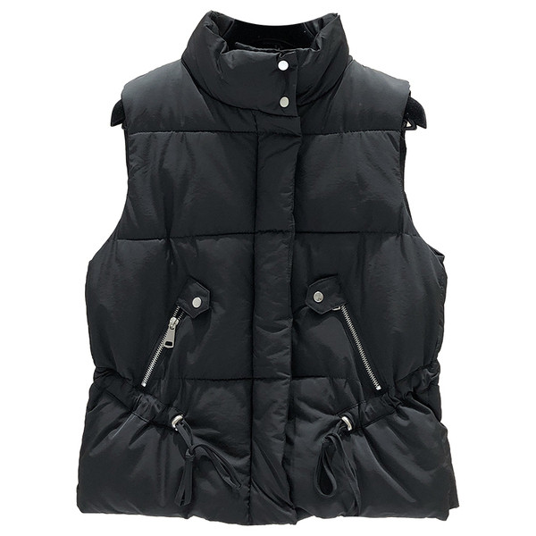 Γυναικείο γιλέκο casual με φερμουάρ και ψηλό γιακά