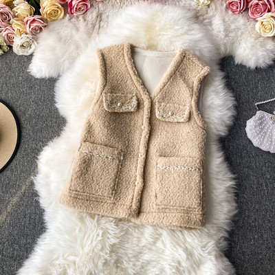 Pehme naiste vabaajavest nööpide ja taskutega