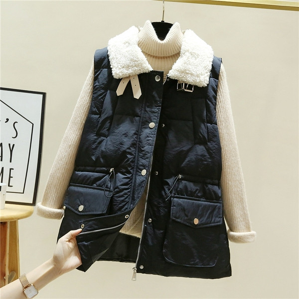 Pehme krae ja elastse vöökohaga uus mudel naiste vest