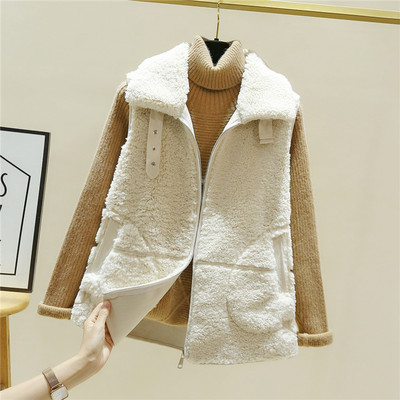 Uus mudel naiste kohev krae ja taskutega vest