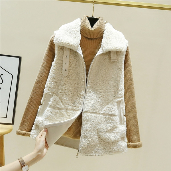 Uus mudel naiste kohev krae ja taskutega vest