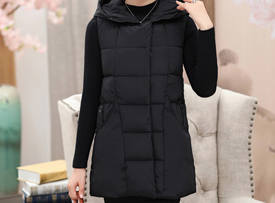 Naiste keskmise pikkusega ja kapuutsiga vest