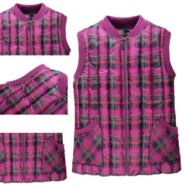 Γυναικείο γιλέκο καρό με τσέπες σε μέγεθος από 2XL έως 5XL