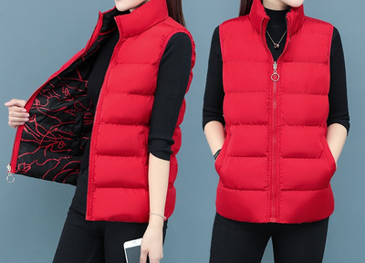 Moteriška žieminė liemenė su užtrauktuku ir kišenėmis - paprasto modelio