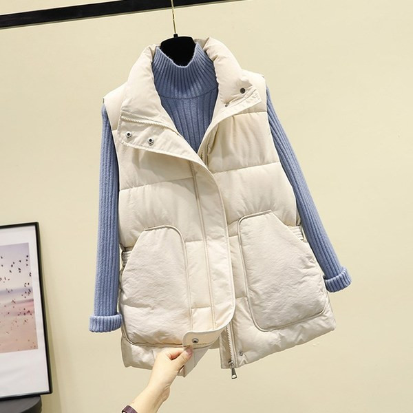 Moteriška moderni žieminė liemenė su didelėmis kišenėmis