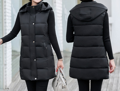 Moteriška žieminė liemenė su gobtuvu ir dydžiais iki 5XL