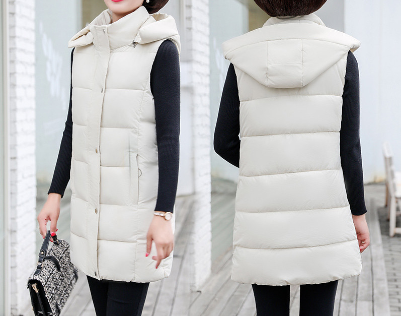 Moteriška žieminė liemenė su gobtuvu ir dydžiais iki 5XL