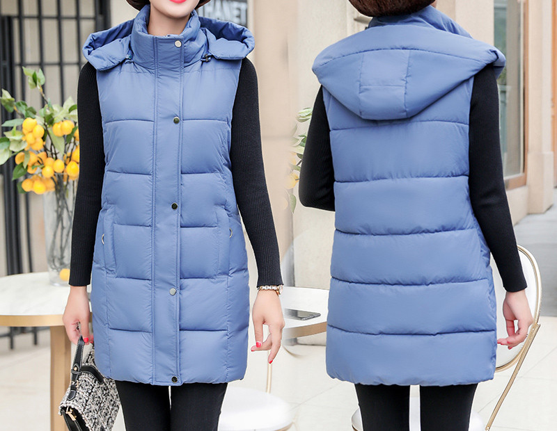 Moteriška žieminė liemenė su gobtuvu ir dydžiais iki 5XL