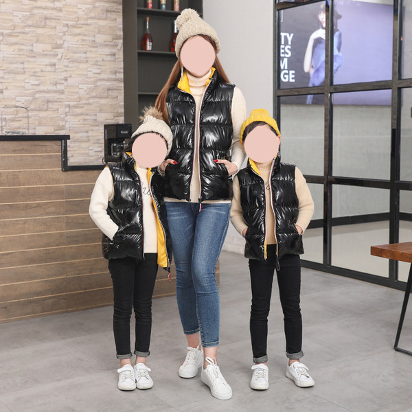 Lastele ja naistele sobiv uue mudeli talvevest hõbedase ja musta värviga