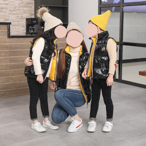 Lastele ja naistele sobiv uue mudeli talvevest hõbedase ja musta värviga