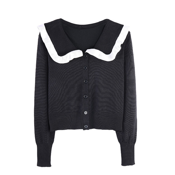 Šiuolaikinio modelio moteriškas trumpas megztinis