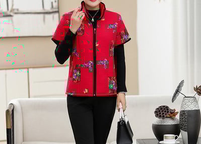 Uue mudeli lillemustriga ja lühikeste varrukatega naiste vest