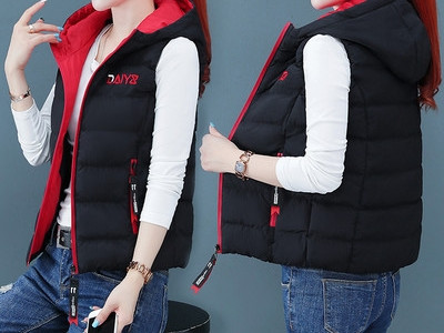 Moodne naiste vest kapuutsi ja lukuga