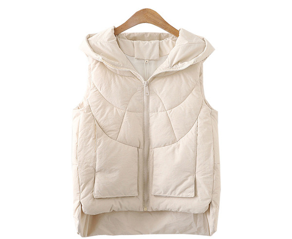 Asümmeetriline naiste vest luku ja kapuutsiga