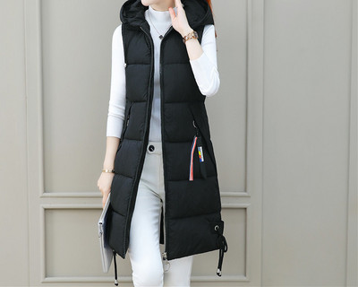 Naiste vabaaja vesti pikk mudel kapuutsi ja taskutega