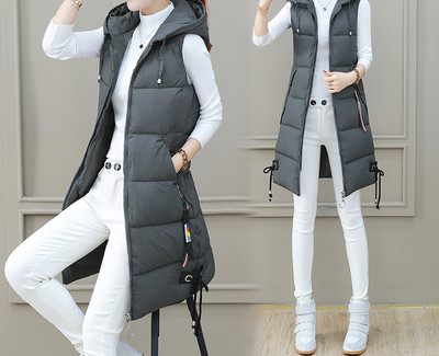 Naiste vabaaja vesti pikk mudel kapuutsi ja taskutega