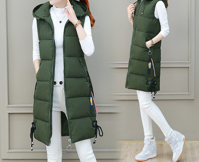 Naiste vabaaja vesti pikk mudel kapuutsi ja taskutega