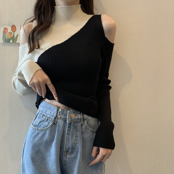 Moodne naiste kampsuniga varustatud kõrge kraega mudel