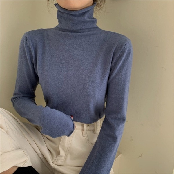 Γυναικείο casual πουλόβερ μοντέλο με ψηλό γιακά